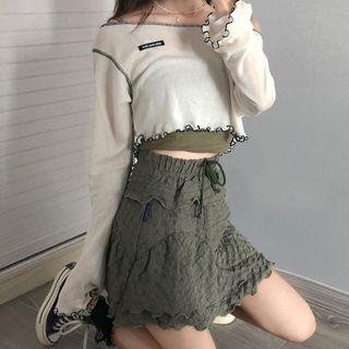 Spaghetti Strap Top / Mini Skirt / Long-sleeve Top / Set