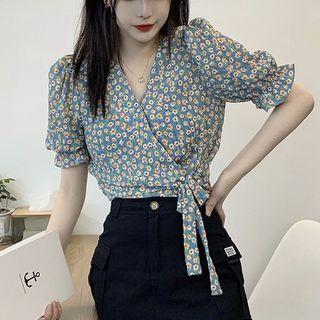 V-neck Floral Cropped Blouse (various Designs)