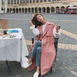 Double Breasted Color Block Trench Coat