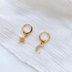 Non-matching Rhinestone Moon & Star Dangle Earring 1 Pair - Am0528 - Gold - One Size