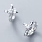 925 Sterling Silver Rhinestone Clover Earring As Shown In Figure - One Size