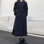 Double Breast Trench Coat Navy Blue - One Size