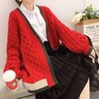 Color Block Cable-knit Cardigan