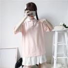 Elbow-sleeve Polo Shirt / A-line Mini Skirt