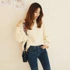 Wide-sleeve Buttoned-cuff Pullover