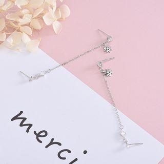 925 Sterling Silver Star Dangle Earring 1 Pc - Es991 - White - One Size