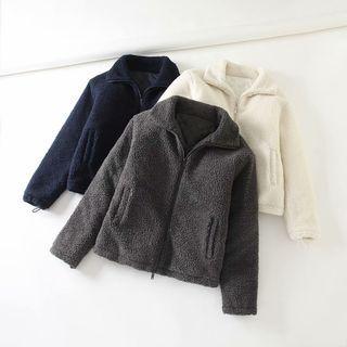 Fleece Zip Plain Jacket