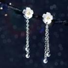 Sterling Silver Flower Fringed Stud Earring 1 Pair - S925 Silver - Silver - One Size