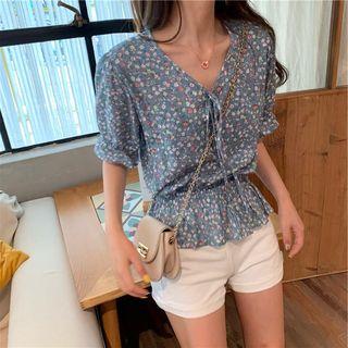 Tie Neck Floral Printed Blouse