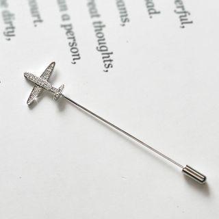 Rhinestone Airplane Brooch