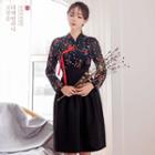 Modern Hanbok Chiffon & Black Skirt 2 Pieces Set