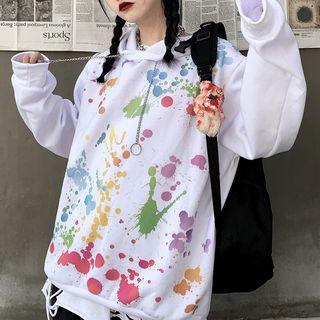 Hoop Accent Paint Splatter Hoodie