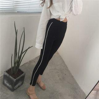 Color-block Slim-fit Cropped Pants