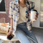 Short-sleeve Single-button Blazer (plain / Checked)