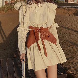 Set: Ruffled Mini Shirtdress + Corset Belt