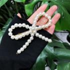 Faux Pearl Ribbon Hair Clip Gold - L