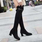 Chunky Heel Embellished Over-the-knee Boots