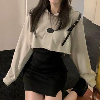 Cropped Hoodie / Spaghetti Strap Mini Bodycon Dress