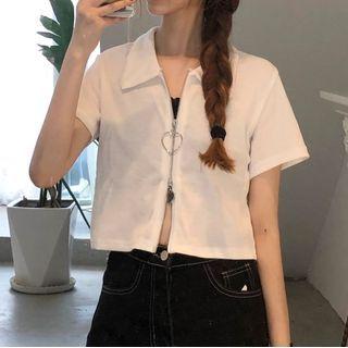 Heart Zip Cropped Top
