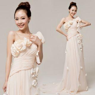 One-shoulder Chiffon Evening Gown