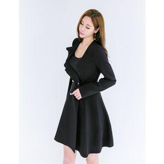 Double-breasted Frilled-trim Dress