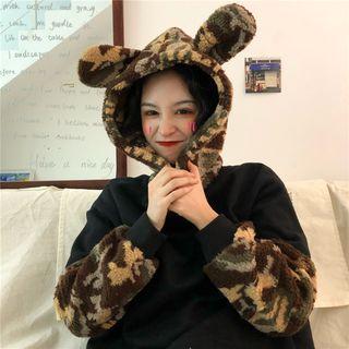 Rabbit Ear Camouflage Fleece Panel Hoodie