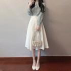 Set: Pocket Detail Shirt + Button-up Midi A-line Skirt