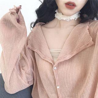 Buttoned Chiffon Jacket