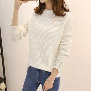 Long-sleeve Raglan Plain Sweater