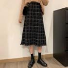 Plaid A-line Knit Skirt As Shown In Figure - One Size