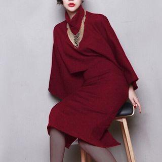 Set: Long-sleeve Turtleneck Top + Midi Pencil Skirt