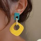 Geometry Dangle Ear Stud 1 Pr - Blue & Yellow - One Size