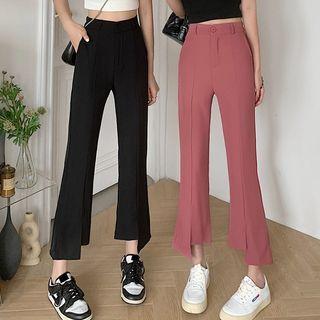 High-waist Asymmetrical Hem Cropped Bootcut Dress Pants
