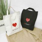 Heart Print Canvas Tote Bag