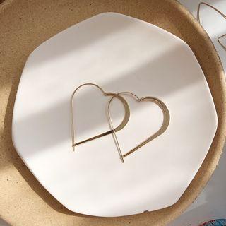 Heart Hoop Earring 1 Pair - Gold - One Size
