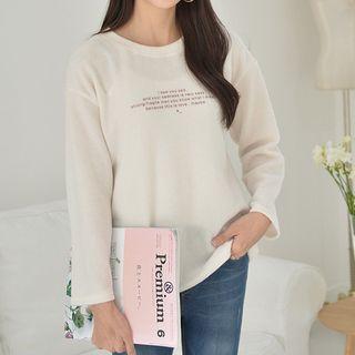 Letter Print Napped T-shirt