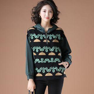Long-sleeve Print Half-zip Hoodie