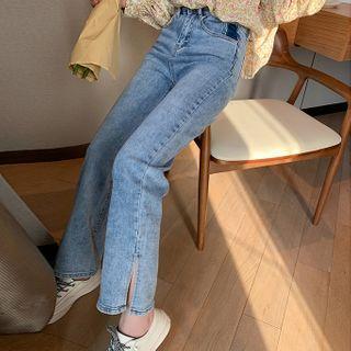 Straight Leg Slitted Jeans