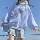 Rabbit Ear Furry Trim Hoodie