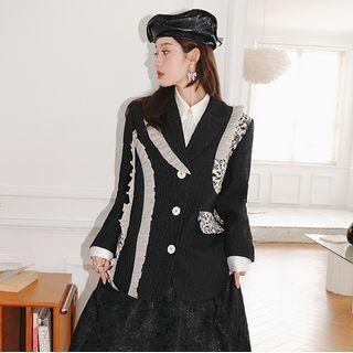 Floral Panel Ruffled Blazer
