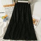 Fleece-lined Lace Midi Skirt