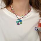 Butterfly Acrylic Pendant Alloy Necklace Multicolor - Blue & Yellow - One Size