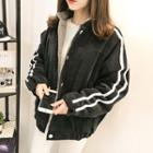Contrast Trim Corduroy Buttoned Jacket