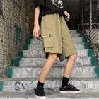 Drawstring Waist Side-pocket Straight-cut Shorts