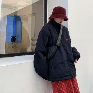 Stand Collar Zip Jacket As Shown In Figure - One Size