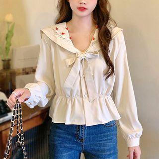 Collared Peplum Blouse