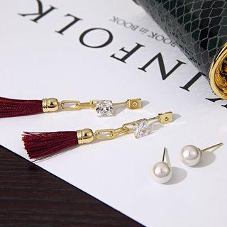 Tasseled Rhinestone Chain Earrings