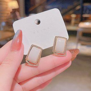 Rectangle Rhinestone Earring 1 Pair - E3132 - Gold - One Size