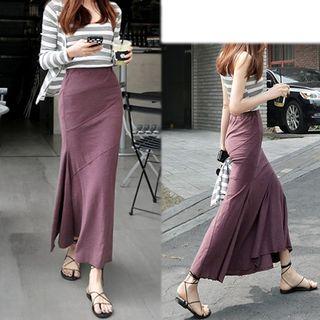 Set: Striped Camisole + Cardigan + Maxi Mermaid Skirt