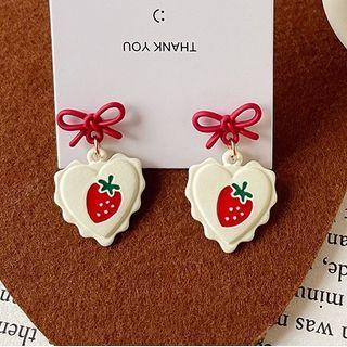 Strawberry Heart Earring 1 Pair - White - One Size
